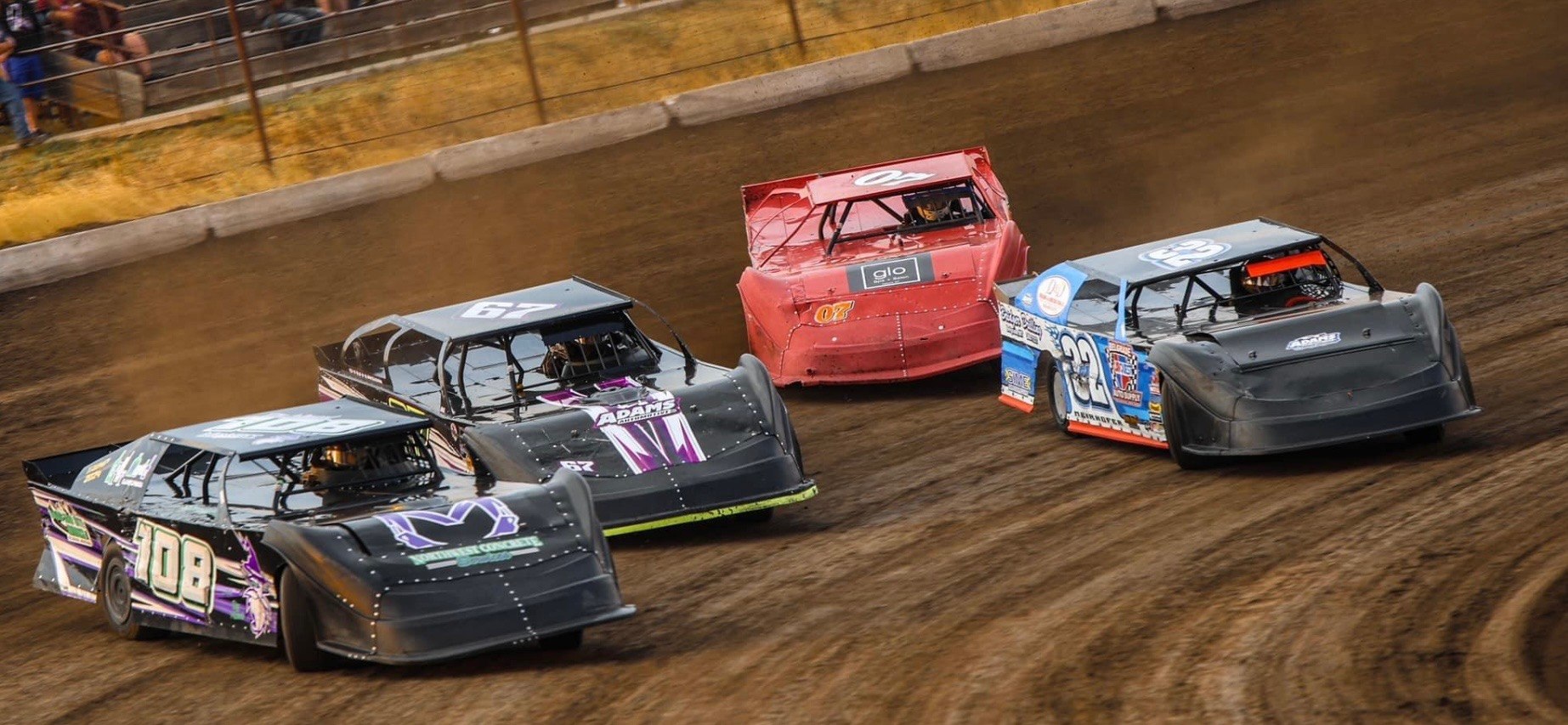 Monnett-sponsored race car competing at the local dirt track